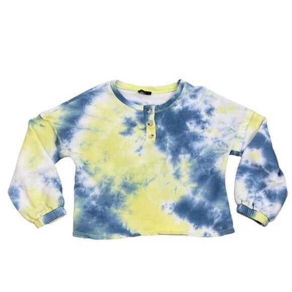 Anthropologie Current Air Los Angeles Tie Dye Crop Crewneck sweatshirt sz Small - Picture 6 of 9